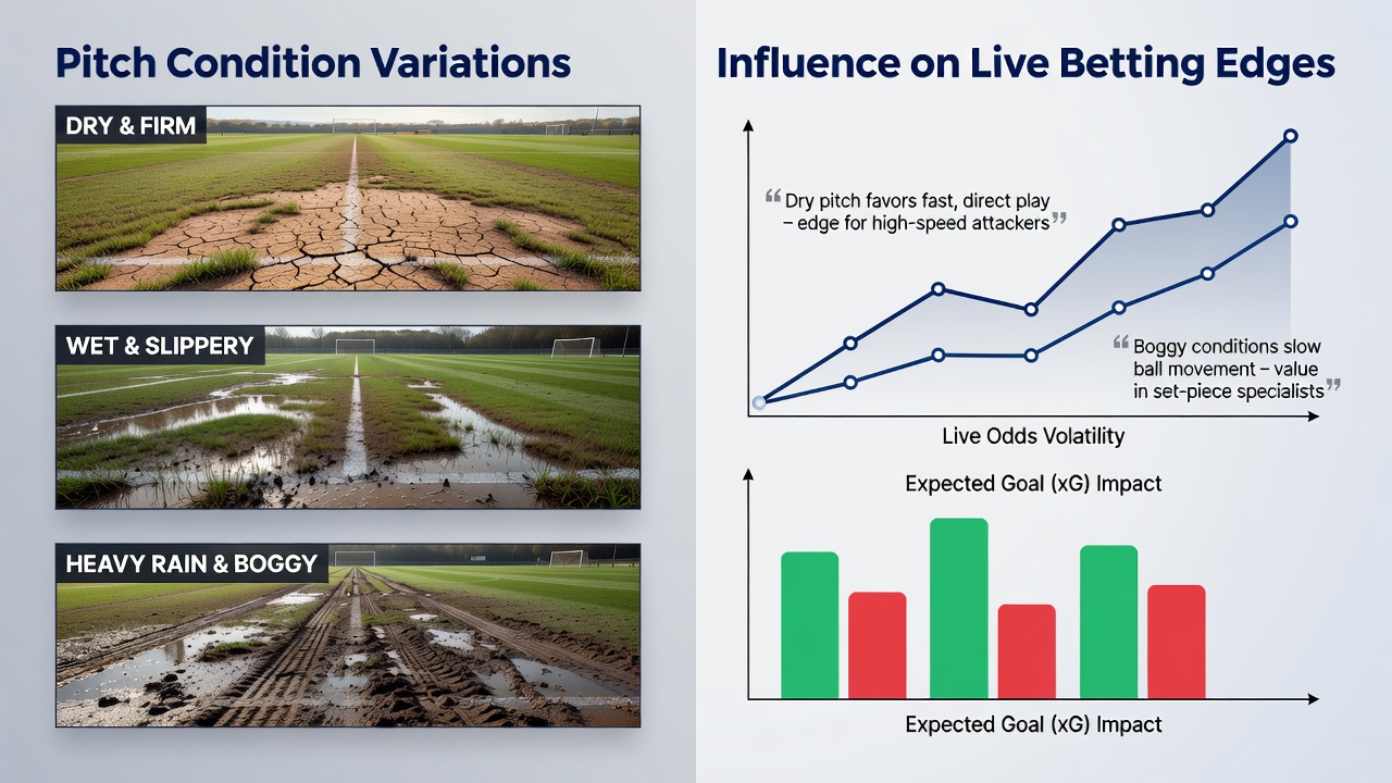 Close-up view of Premier League pitch wear and grass patterns during live action