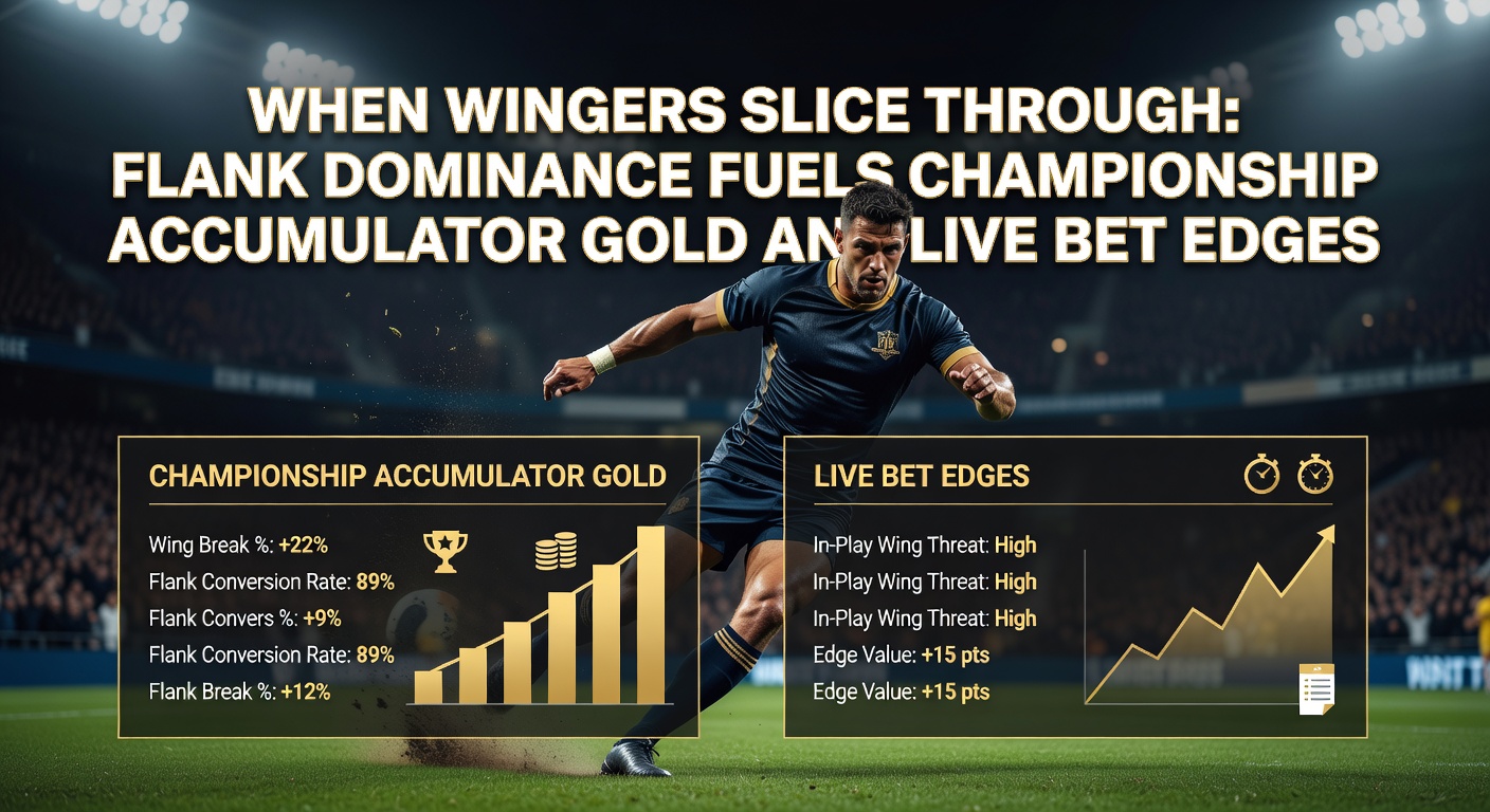 A Championship winger bursts down the flank, cutting inside past defenders to create a goalscoring chance, highlighting flank dominance in action
